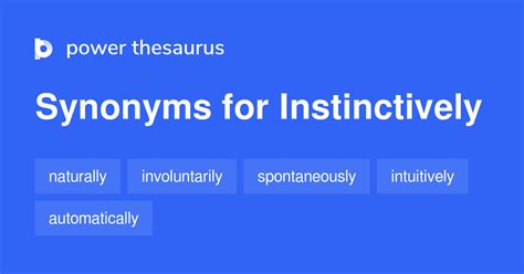 Find words and phrases related to instinctively, an adverb that means in a natural or automatic way. . Instinctively synonym